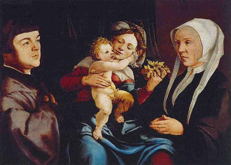 Jan van Scorel Madonna of the Daffodils with the Child and Donors China oil painting art